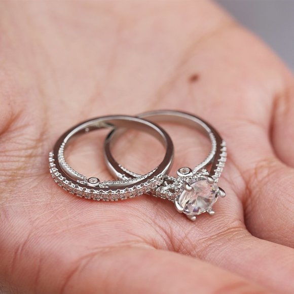 🍁 Engagement Thin Shiny Gems Macro Pave Beautiful Ring for Women,EVGG1540 - Picture 4 of 7